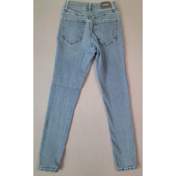 Express 0R High Rise Hyper Stretch Skinny Jeans Dark Wash GUC - Picture 2 of 12